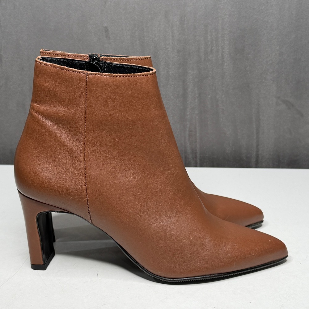 Antonio de Faria Mariah Women 8 Brown Leather Pointed Toe Block Heel Portugal